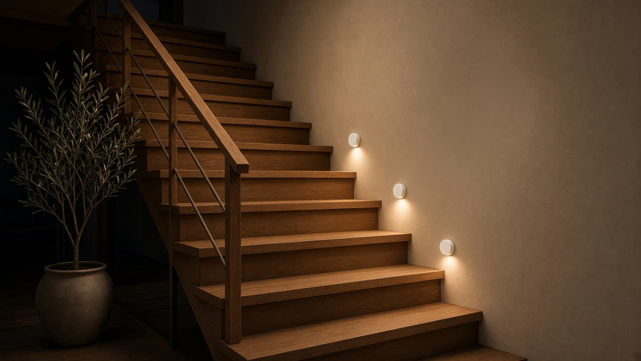 Escalier, spots Luméa